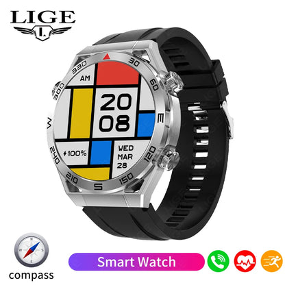 LIGE New NFC Smart Watch Men GPS Tracker Sport Fitness Men Watch For Android IOS Wireless Call ECG+PPG Health Monitor Smartwatch
