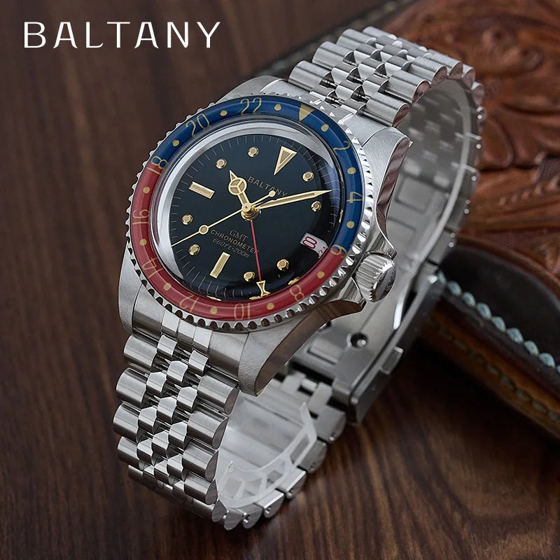 Baltany 39MM 1957s GMT Master Homage Watch Man S6074 NH34 Automatic Dome Sapphire 20ATM Stainless Steel Bracelet Sports...