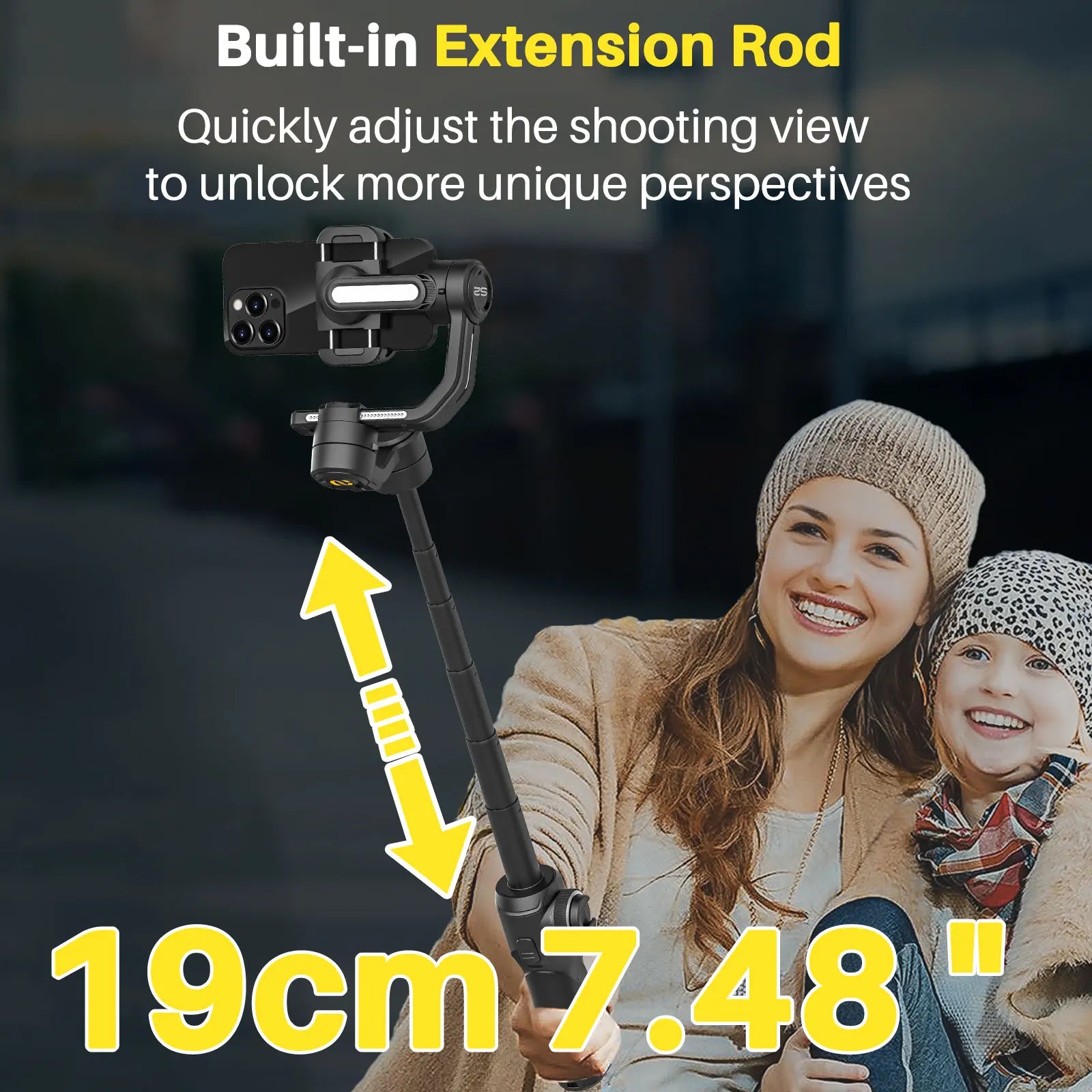 AOCHUAN SMART S2 Gimbal Stabilizer for Smartphone Professional Industry-Standard 3-Axis Phone Gimbal with Extendable Rod