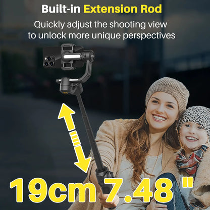 AOCHUAN SMART S2 Gimbal Stabilizer for Smartphone Professional Industry-Standard 3-Axis Phone Gimbal with Extendable Rod
