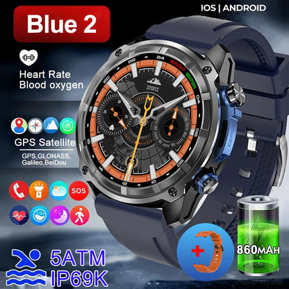 NEW 2025 GPS Smart Watch with Offline Maps 4GB Memory Video Player Military Sports Smartwatch Men 30m Swimming Waterproof AMOLED