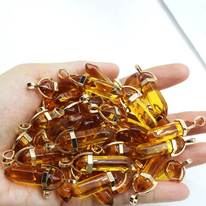 New Fashion Glass Colorfull Pillar Point Charm Pendants for Jewelry Pendants Making 24pcs/lot Wholesale Free Shipping