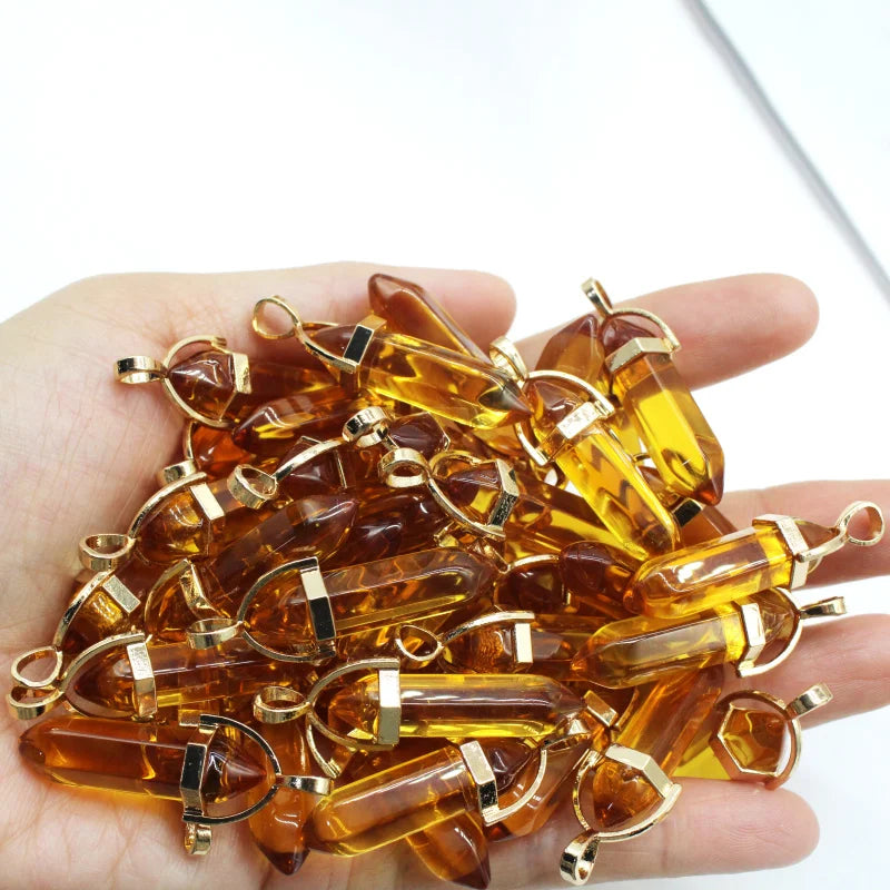 New Fashion Glass Colorfull Pillar Point Charm Pendants for Jewelry Pendants Making 24pcs/lot Wholesale Free Shipping