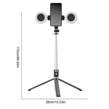 Selfie Stick Tripod With Light 67Inch Height Portable Wireless Remote Phone Tripod For Travel Cell Phone Holder Mount