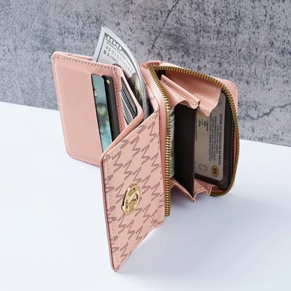 New style women's wallet, short, European and American PU high-end coin purse, printed, multi-card slots, small wallet, money cl