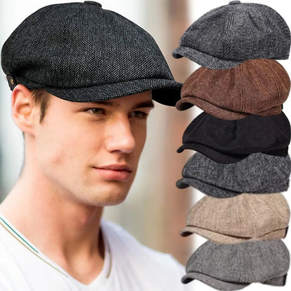 2025 New Classic Hat for Men Caps Vintage Retro Tweed Peaky Blinders Beret Hat Flat Peaked Cap Street Hats for Women Men