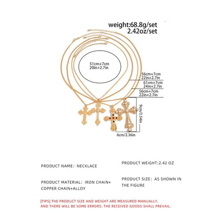 Geometric Ethnic Style Men Necklace Silver Pearl Cross Pendant Necklace Jewelry Accessories Golden Rhinestone Necklace Women