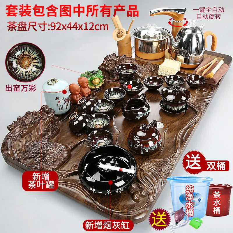 Luxury Rectangle Tea Tray Hospitality Ceremony Serving Accessories Drainage Tea Tray Chinese Kung Fu Bandejas Home...