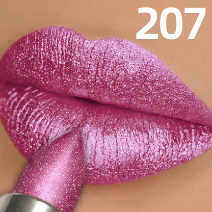 Metallic Glitter Lipstick 3 Color Waterproof Lip Balm Red Long Last Lip Tint Matte Lip Makeup Gifts Shiny Lip Gloss...