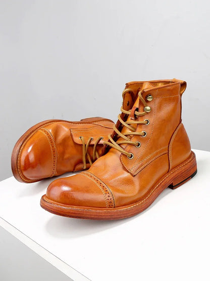 High End Handmade Goodyear-Retro Washed Men's Boots Casual Workwear Launched