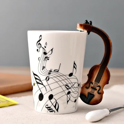 Novelty Music Note Cup Ceramic Guitar Coffee Mugs Personality Tea/Milk/Juice/Lemon Water Bottle Christmas Birthday Gift...