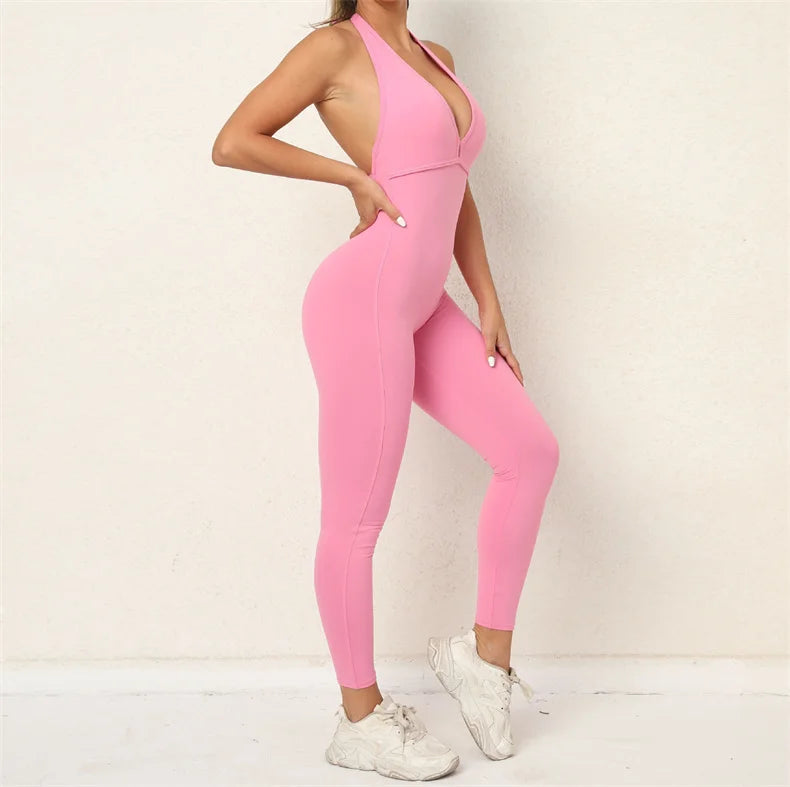 Fitness Jumpsuits Women Sports Bodysuit Scrunch Butt Romper Booty Leggings Push Up Yoga Pants Workout Clothing Gym Activewear