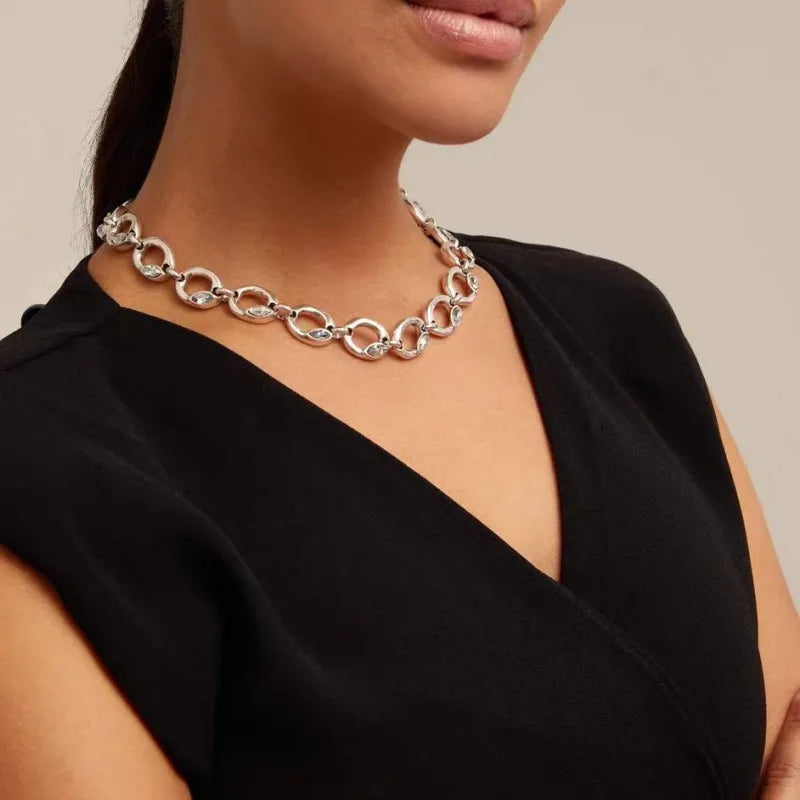 2025 Summer New Bestseller Shiny and Beautiful Blue Crystal Necklace, Women's Jewelry Gift