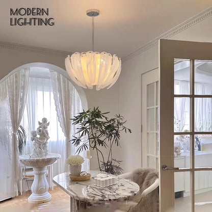 LED Flower Bud Home Living Room White Cloud Glass Pendant Light LED Lamp Ceiling Chandelier Italy Design Lighting Fixture Lustre - Kimlud