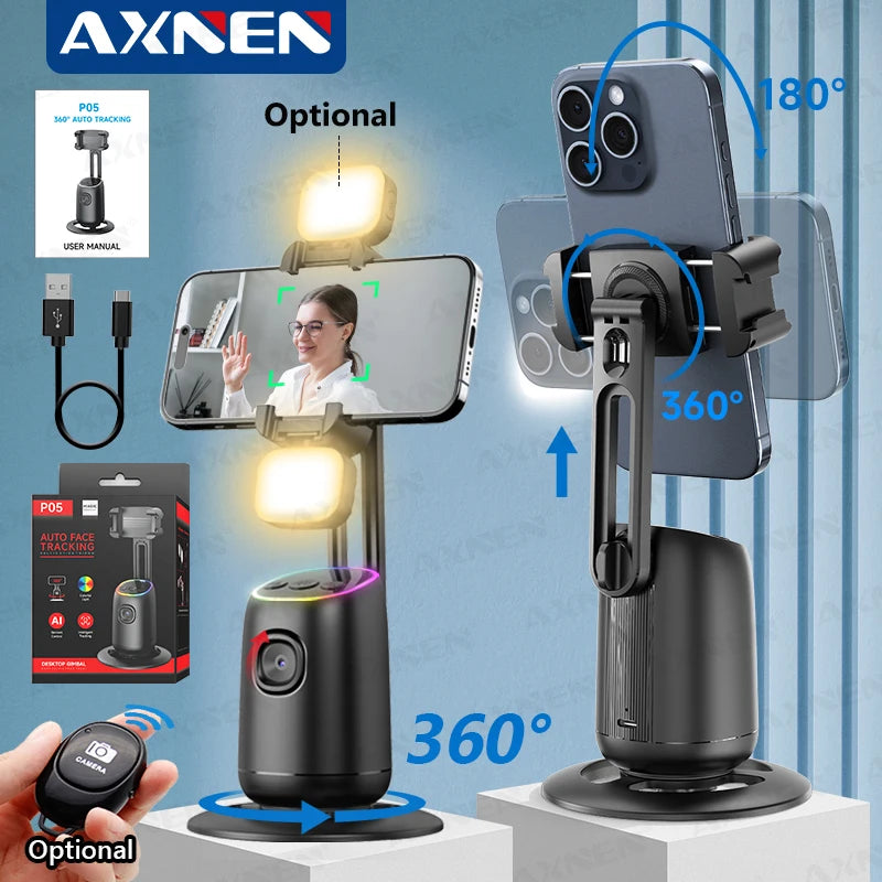 360°Rotating P05 AI Face Tracking Desktop Gimbal Stabilizer Intelligent Follow Shoot Gesture Control Cellphone Holder for iPhone