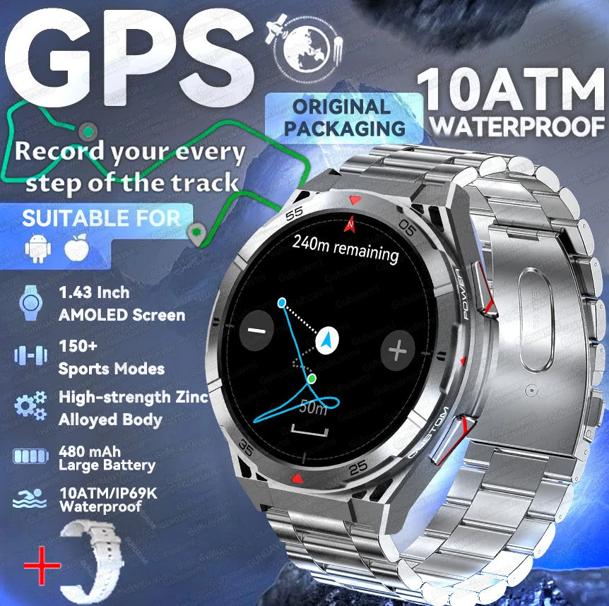 2025 New for HUAWEI Original Premium GPS SmartWatch Ultra HD AMOLED Display Built-in GPS BT Call 10ATM Waterproof Smart Bracelet
