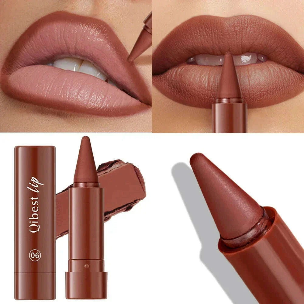 Tapered Lip Liner Pencil Set Lasting Matte Velvet Lip Contour Stick Waterproof Easy Color Lipstick Non Stick Cup Makeup Pen1/6Pc