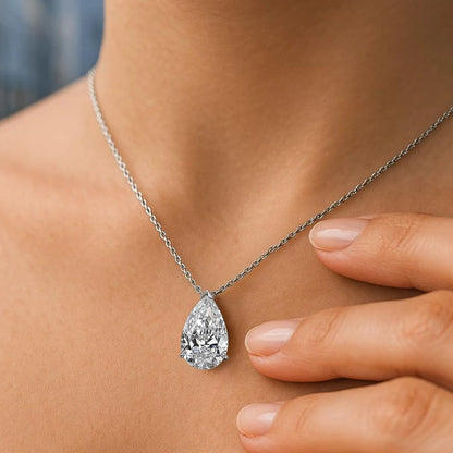 1/2/3/4CT Water Drop Moissanite Pendant Necklace for Women  Certified 925 Silver Pear Cut Solitaire Diamond Pendant Neckchain