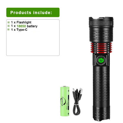 Super 9900LM High Power White Laser Flashlight Ultra Powerful LED Flash Light Spotlight Long Range Torch Zoom Emergency Light
