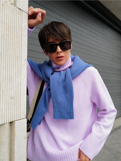 Blubelle  Women Turtleneck Sweater Autumn Thick Warm Pullover Tops NEW Winter Oversized Casual Loose Knitted Jumper Female pull