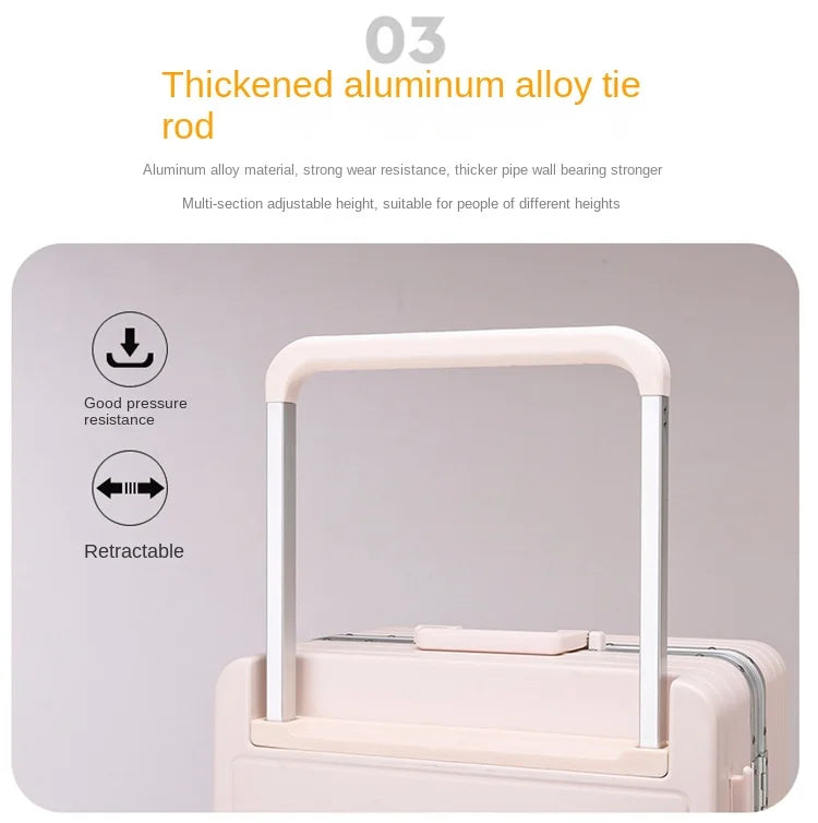 Travel Suitcase Aluminium Frame Wide Trolley Luggage Female Large Capacity Mute Universal Wheel Password Box Carry on...