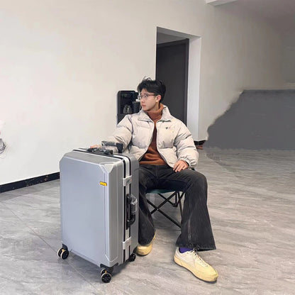 20/24/28 inches Suitcase Luggage Aluminum Frame Trolley Case Universal Wheel Boarding Suitcases New Password Lock Business Trip