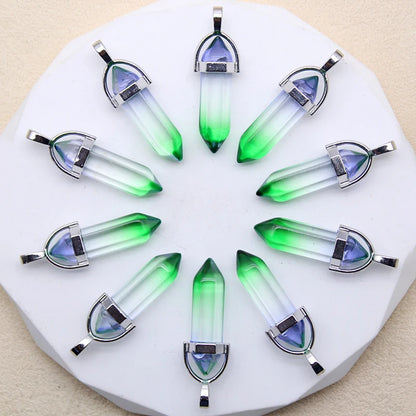 New Fashion Glass Colorfull Pillar Point Charm Pendants for Jewelry Pendants Making 24pcs/lot Wholesale Free Shipping