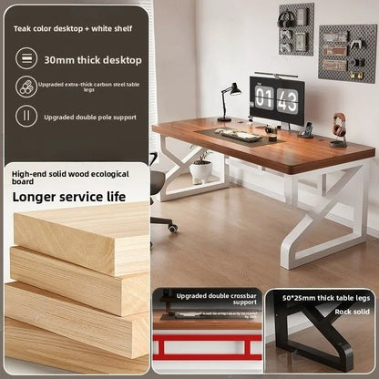 Heavy Duty 30MM Thick Solid Wood Computer Desk Ergonomic Office Desk Study Table Home Office Furniture Writing Desk Gaming - Kimlud