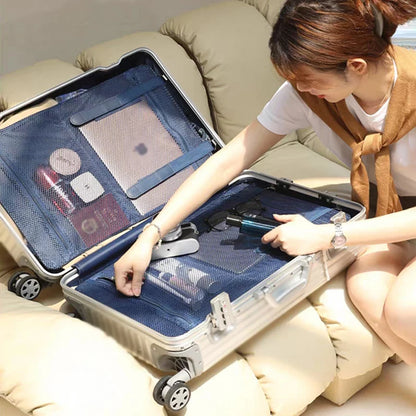 100% Aluminum Suitcase Cabin 20/26/30 inch TSA Customs Lock Aluminum Carry on Luggage Metal Hard Trolley Case Travel Suitcases