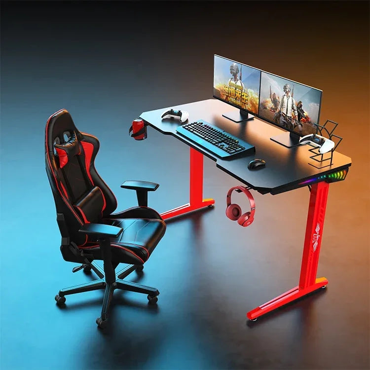 A Modern carbon fiber desktop large pc desk gaming custom adjustable big picture black computer gaming led desks for office