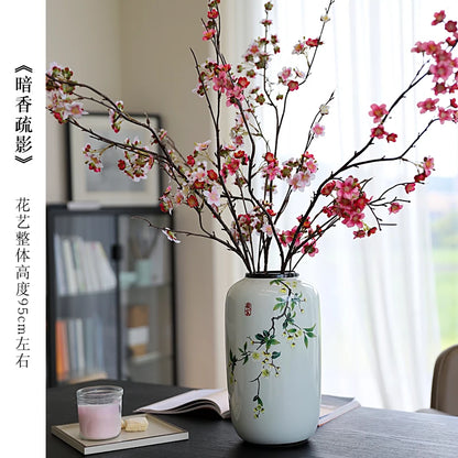 Chinese ceramic vase ornament, living room entrance floral art, home hydroponics creative simple round housewarming gift flower