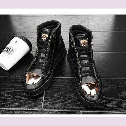 Red Snakeskin High Top Sneakers Men Brand Luxury Designer Shoes Fashion Party Club Hip Hop Streetwear Shoes Men Casual Sneakers