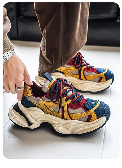 Lacing up Men's and Women's Couple Sport Shoes 2025 Thick Sole Luxury Design Casual Retro Dirty Casual Sneakers Breathable Upper - Kimlud