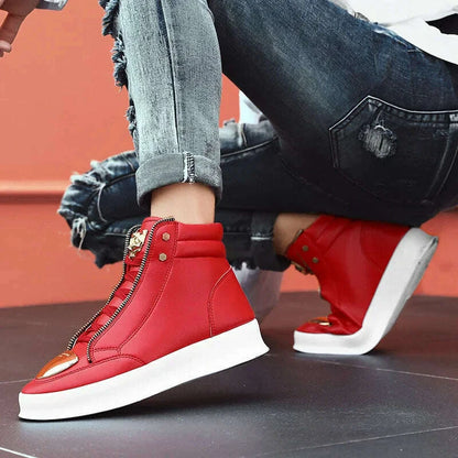 Red Snakeskin High Top Sneakers Men Brand Luxury Designer Shoes Fashion Party Club Hip Hop Streetwear Shoes Men Casual Sneakers