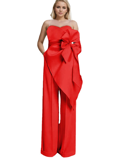 Bridal Shower Wedding Dresses Jumpsuits Sweetheart Strapless Floor Length Bridal Gown Bows Ruffles Backless 2025 Free Customized