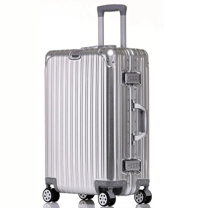 100% Aluminum Suitcase Cabin 20/26/30 inch TSA Customs Lock Aluminum Carry on Luggage Metal Hard Trolley Case Travel Suitcases
