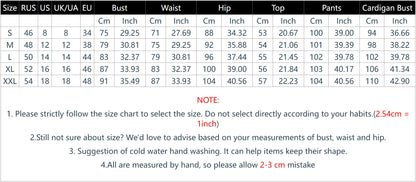 Fashion Slim Print Suit For Women Short Style Vest Long Sleeve Cardigan Elastic Waist Trousers Three-piece Set 2024 Autumn New