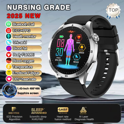 2025 New For Huawei ECG+PPG Laser Treatment Health Smart Watch Three highs Clock Blood pressure Heart rate Men HD Call Bracelet