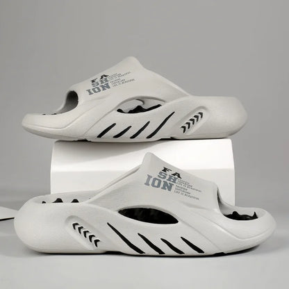 Comwarm New Men Massage Slippers Slides Indoor Outdoor Sandals Beach Casual Shoes Comfortable Sole Men's Slippers Big Size 38-47