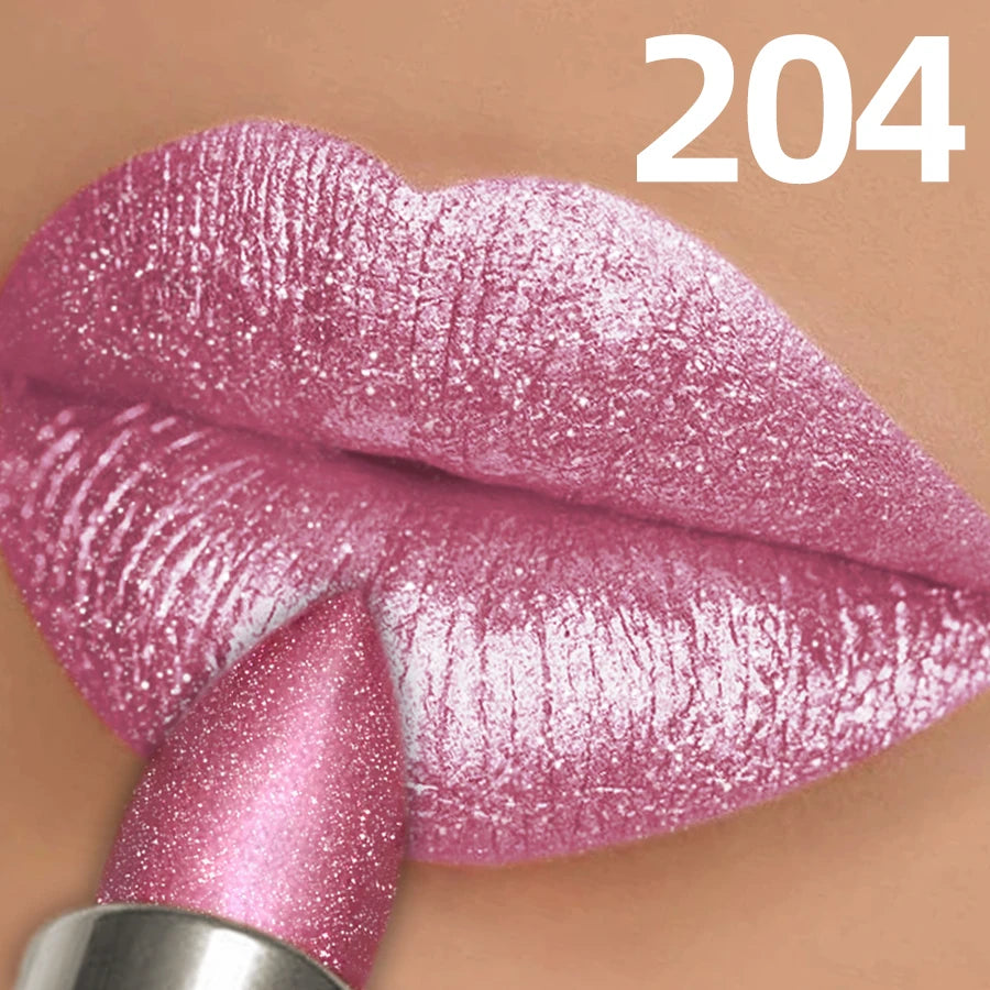 Metallic Glitter Lipstick 3 Color Waterproof Lip Balm Red Long Last Lip Tint Matte Lip Makeup Gifts Shiny Lip Gloss...