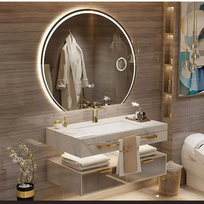 Modern Slate Bathroom Cabinet with Smart Mirror Ceramic Double Washbasin Bathroom Vanity Cabinets Under Sink Bathroom Furniture - Kimlud