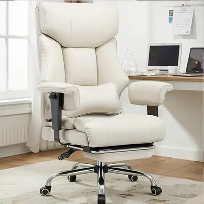 Big and Tall Office Chair 400lbs High Back Leather Executive Chair with Ergonomic Lumbar Support & Pocket Spring Cushion for Lo