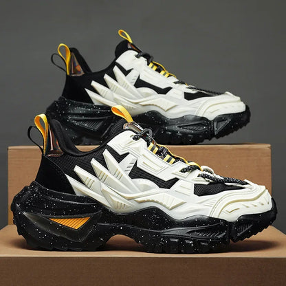 Men's Breathable Sports Casual Shoes Summer Trendy Black Heightening Dad Style Sneakers Mesh Uppers Rubber Soles Comfortable - Kimlud