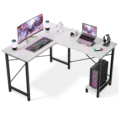 JHK 50 Inch L Shaped Desk Computer Gaming Desks Corner Office Table with CPU Shelf for Home Study Writing Work Station for Offic