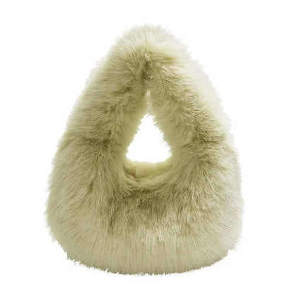 Winter Shoulder Bags Casual Furry for Women Solid Color Soft Plush Ladies Clutch Purse Handbags Lightweight Female Hobos Bag