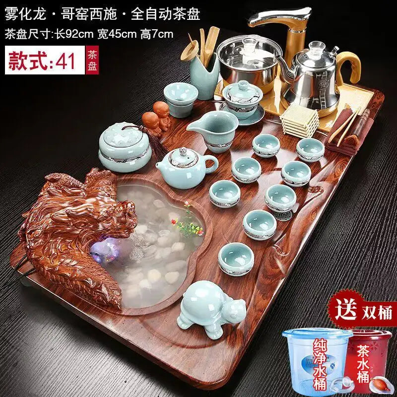 Luxury Rectangle Tea Tray Hospitality Ceremony Serving Accessories Drainage Tea Tray Chinese Kung Fu Bandejas Home...