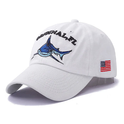 2025 New High Quality Wash Cotton America Flag Shark Men's Baseball Cap Women Snapback Hats For Men Bone Hip Hop  Dad Hat Gorras