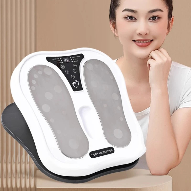 15 Modes EMS Foot Massager Muscle Stretch Hot Compress Acupoints Deep Massage Feet Massager Pulse Microcurrent Therapy Machine