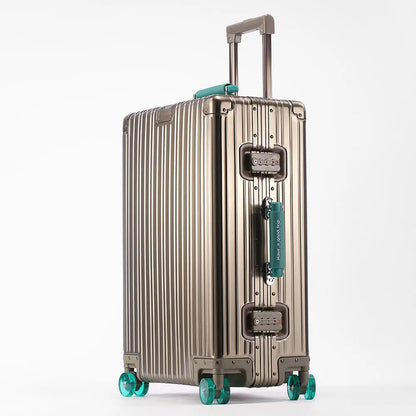 New All Aluminum-magnesium Alloy Suitcase with Spinner Wheel TSA Lock Leather Handle 20/24/29'' Travel Case Bag Rolling Luggage