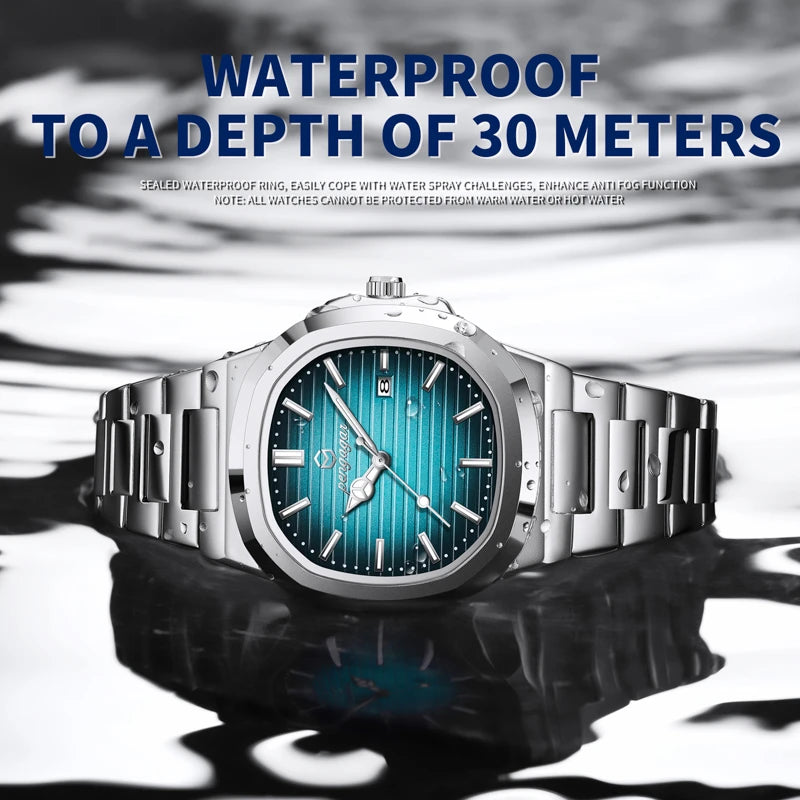 2025 New Luxury Military Man Watch Square Waterproof Luminous Date Week Men Watch Stainless Steel Quartz Men's Watches Reloj+box